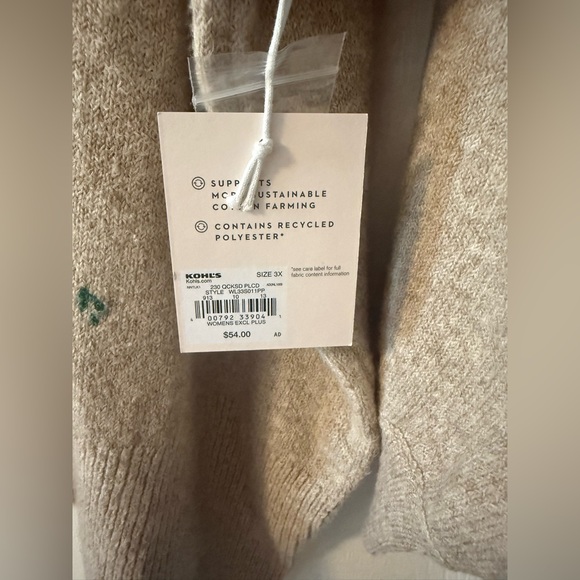 NWT 🌹 3X LC Lauren Conrad Tan Floral Sweater 🌹 - Picture 4 of 8